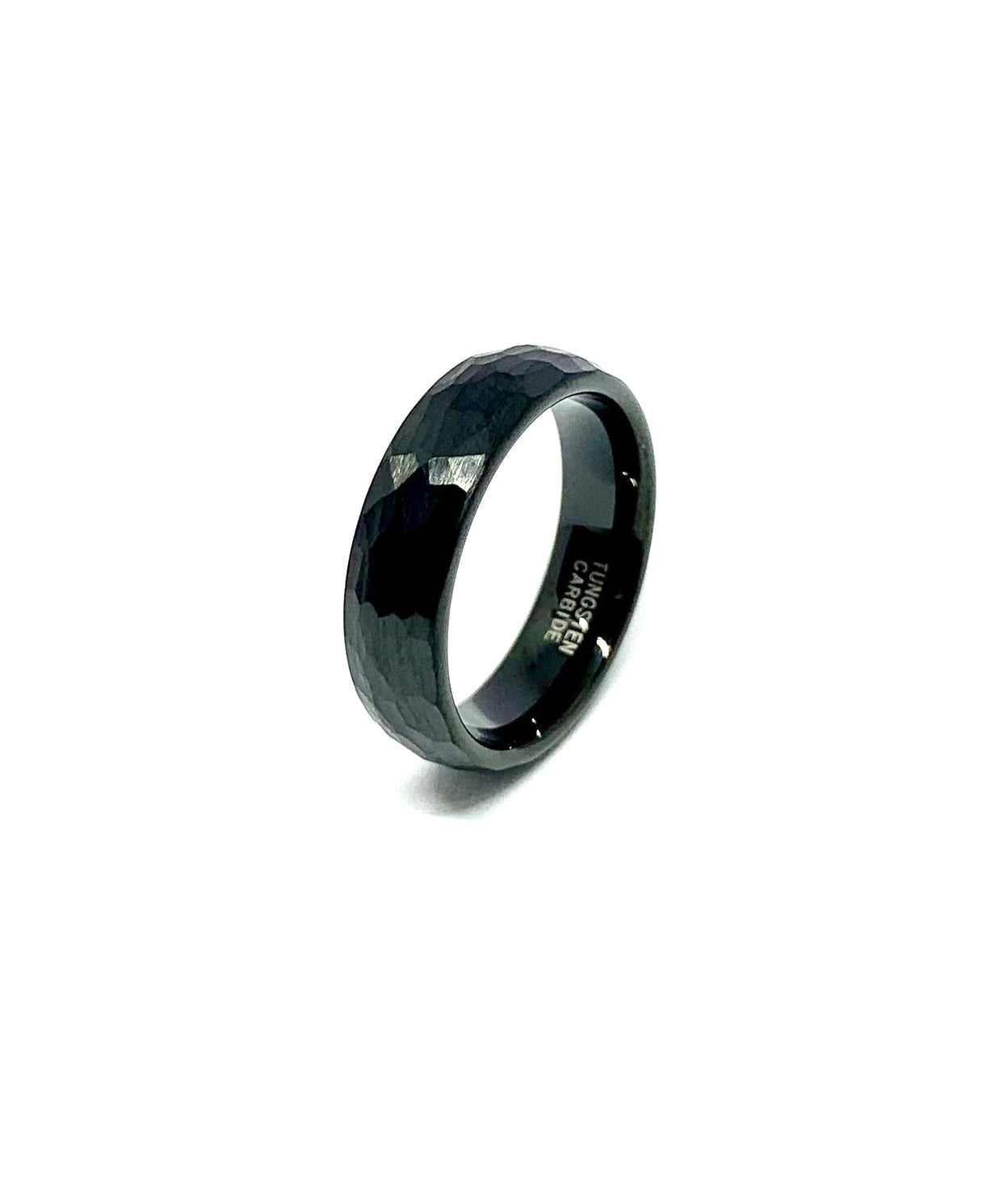Argolla Tungsteno negra martillada 6mm.