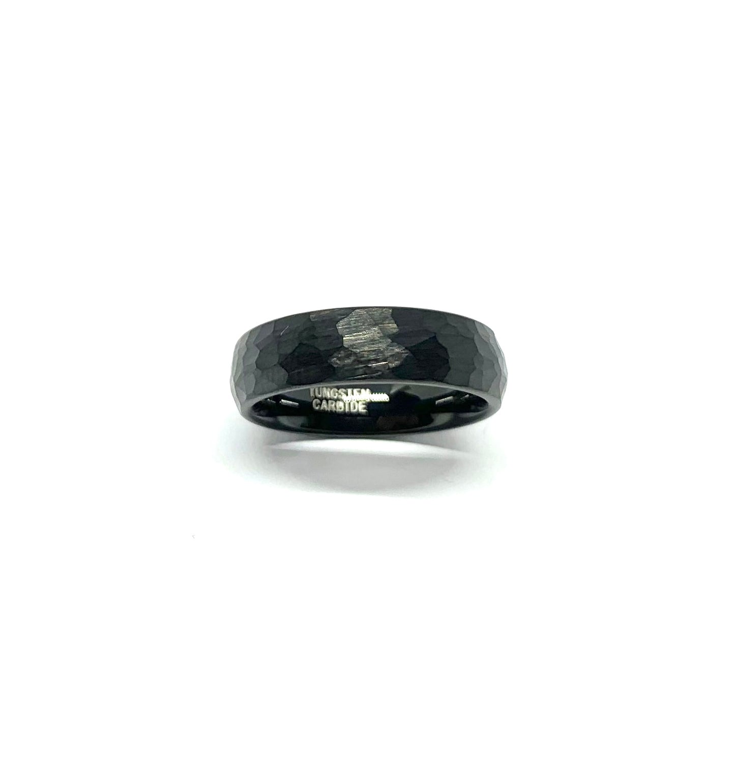 Argolla Tungsteno negra martillada 6mm.