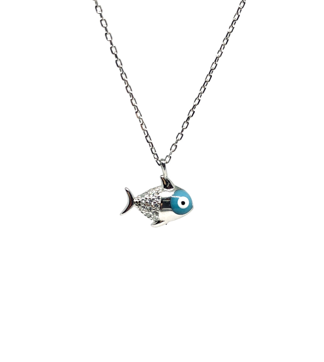 Dije fish turquesa plata .925
