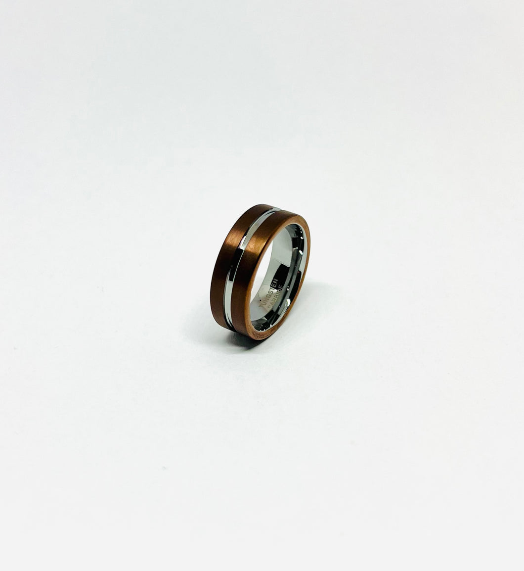 Argolla de Tungsteno 8mm. Colección Espresso Edición Limitada